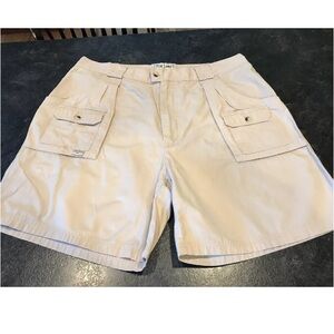 Men’s Fox Fire light tan flat front chino cargo shorts size 40